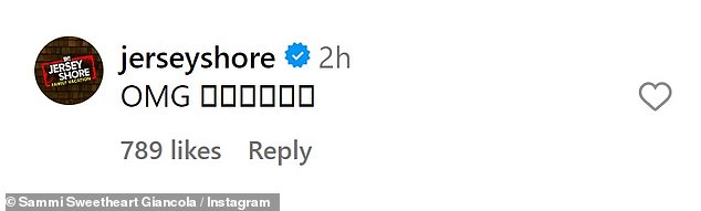 O Instagram oficial de Jersey Shore comentou: 'Meu Deus